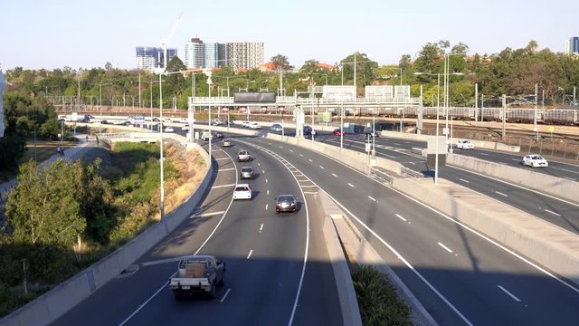 Traffic on the Inner City Bypass. Brisbane, Australia