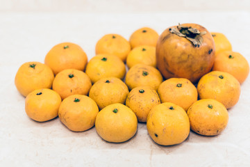 Fresh mandarin oranges (Citrus reticulata), vegetarian concept