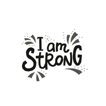 I am strong paper cutout shirt quote lettering