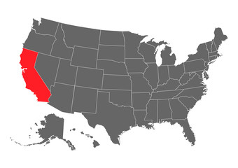 California vector map silhouette. High detailed illustration. United state of America country