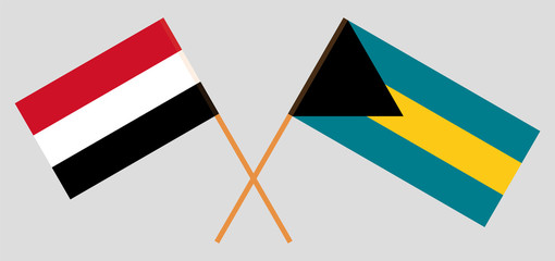 Bahamas and Yemen. Crossed Bahamian and Yemeni flags