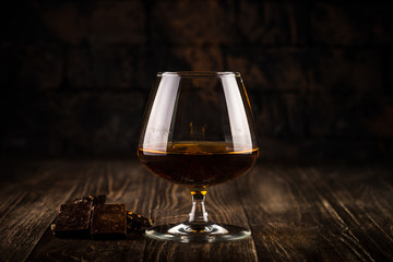 Cognac or brandy in the glass.