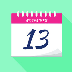Vector illustration. Calendar icon. Calendar Date - November 13. Planning. Time management.