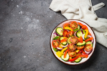Summer fresh vegetable salad top view.