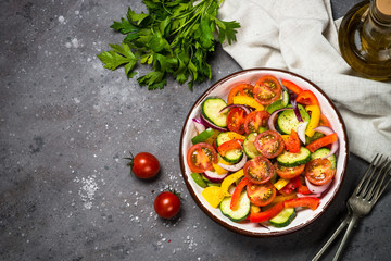 Summer fresh vegetable salad top view.