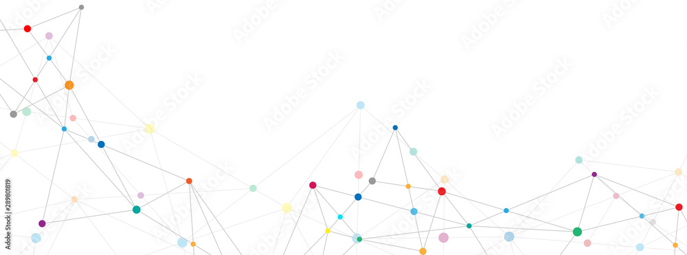 Fototapete Abstract plexus background with connecting dots and lines. Global network connection, digital technology and communication concept.