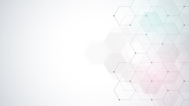 Vector hexagons pattern. Geometric abstract background with simple hexagonal elements. Medical, technology or science design.