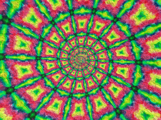 Colorful digital graphic kaleidoscope symmetry mandala style in laser light trial pattern, Tie Dye , spiderweb art background for art projects, banner, business, card,  template