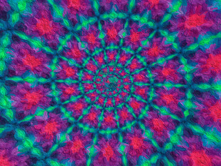 Colorful digital graphic kaleidoscope symmetry mandala style in laser light trial pattern, Tie Dye , spiderweb art background for art projects, banner, business, card,  template