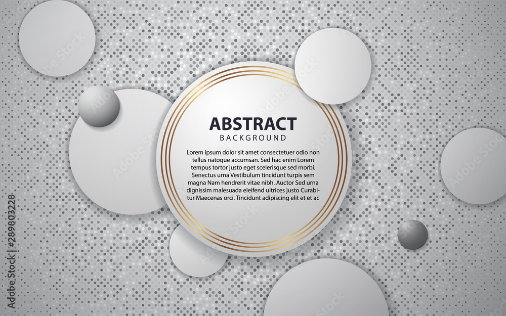 Aufkleber abstract white and grey overlapping layers background a combination with golden line decoration. mod