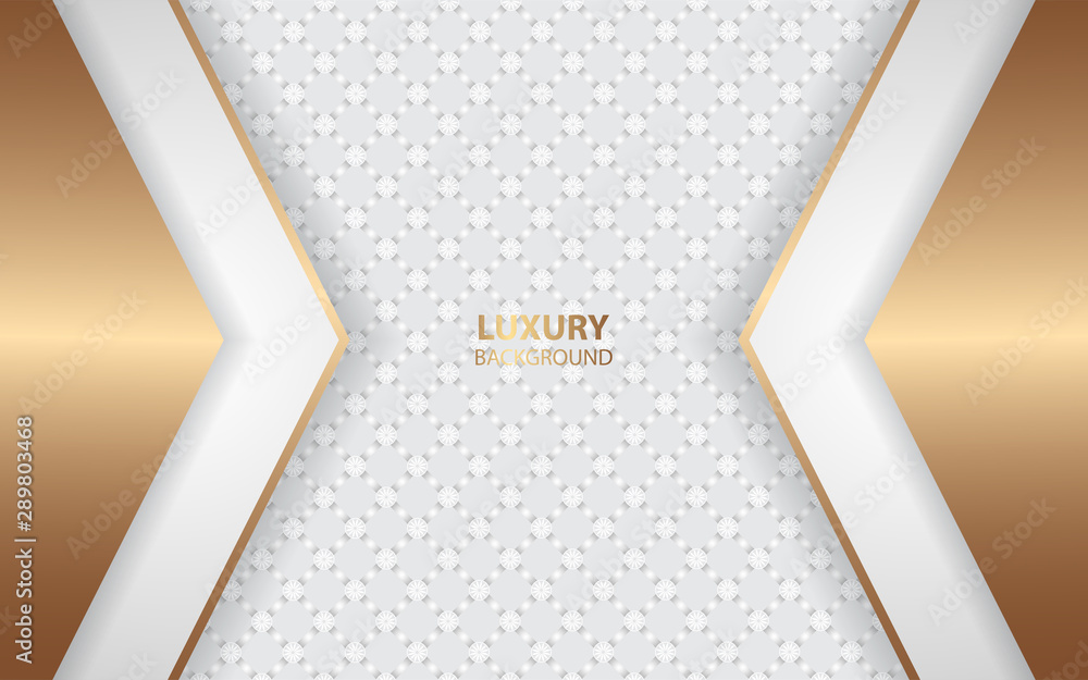 Poster abstract white and grey overlapping layers background a combination with golden line decoration. mod