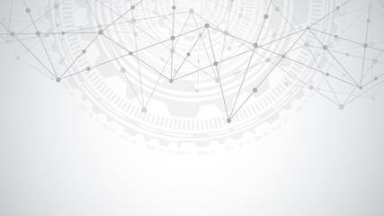 Abstract plexus background with connecting dots and lines. Global network connection, digital technology and communication concept.