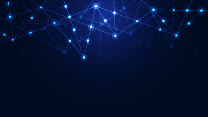 Global network connection. Abstract geometric background with connecting dots and lines. Digital technology and communication concept.