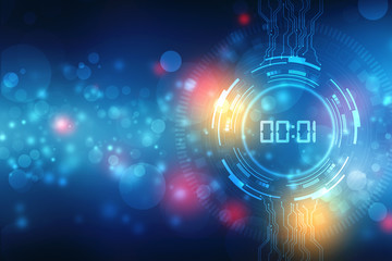 Abstract Futuristic Technology Background with Digital number timer concept and countdown