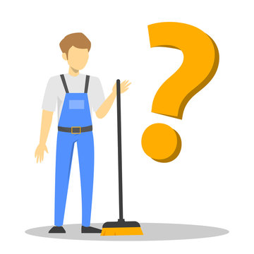 recommend clip art: Janitor, cleaning service vector isolated. Cleaner in the uniform