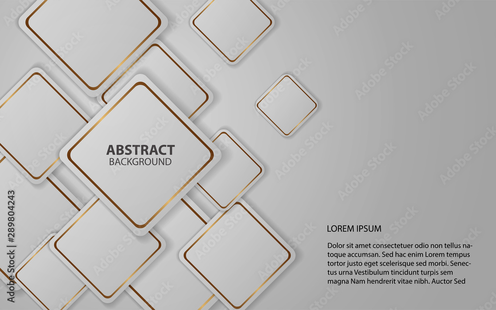 Aufkleber abstract white and grey overlapping layers background a combination with golden line decoration. mod