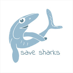 Save sharks vector illustration, isolated
