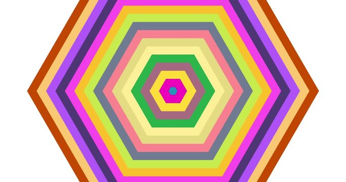 Hexagon lines radio wave animation with multicolored transitions. Minimal poygonal footage for backdrop and relaxing and hypnotic wallpaper. Bright, luminous and linear pattern