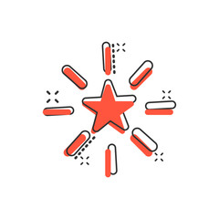 Fototapeta premium Excellence icon in comic style. Star ribbon vector cartoon illustration on white isolated background. Award medal business concept splash effect.