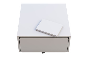 White storage box with casters. 3d render