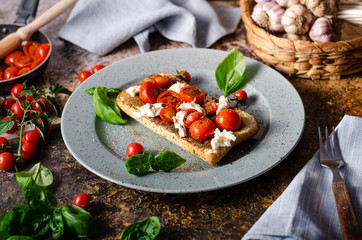 Bruschetta tomato mozzarella breakfast