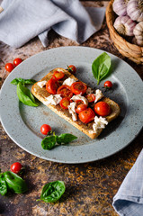 Bruschetta tomato mozzarella breakfast