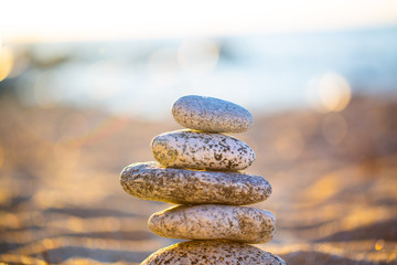 Stone tower by the sea, balance, balance, inner peace