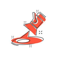 Spotlight icon in comic style. Lamp vector cartoon illustration on white isolated background. Flashlight business concept splash effect.