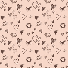 Love seamless pattern. Texture with white handwritten words. Valentines day background. Cute abstract romantic background. Repeat design for decor, prints