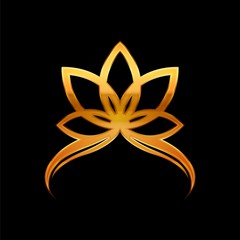 Linear lotus icon. Yoga center spa beauty salon luxury logo.flower symbol