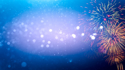 Fototapeta na wymiar Fireworks with Abstract bokeh background
