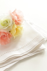 white linen napkin on white background