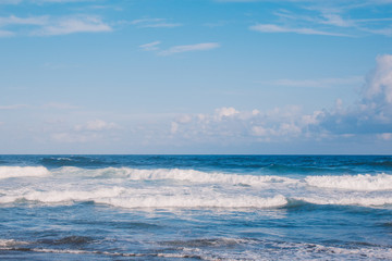 beautiful blue ocean and black sand beach on the Azores, in Portugal