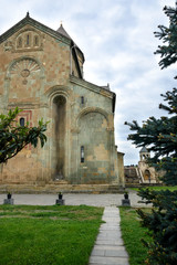 Tbilisi, Georgia-May,6 2019: Courtyard Svetitskhoveli Cathedral, the Living Pillar, in Mtskheta ancient capital Georgia
