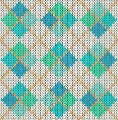 Knitting classic geometric pattern. Knitted realistic seamless background, texture. Vector seamless background for banner, site, greeting card, wallpaper. Vector Illustration.