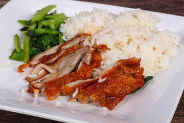 Rice with roasted duck breast