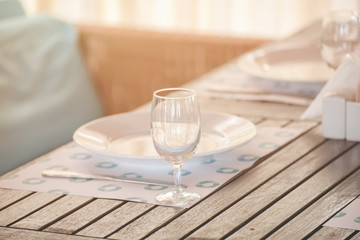 Table set in restaurant