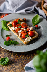Bruschetta tomato mozzarella breakfast