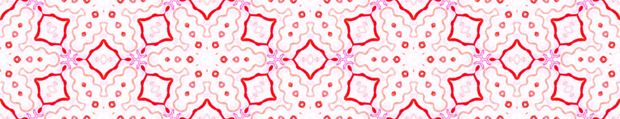 Pink red Seamless Border Scroll. Geometric Waterco