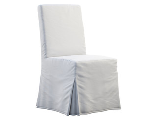 White fabric covered dinning chair. 3d render