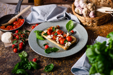 Bruschetta tomato mozzarella breakfast