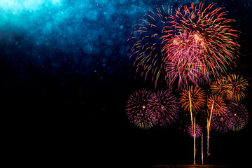 Fireworks with Abstract bokeh background