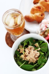 Canned food, tuna and spinach salad