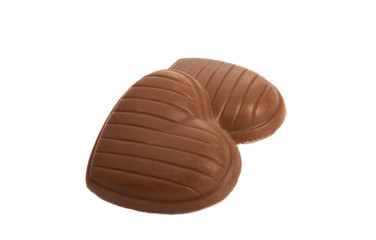 chocolate hearts isolated