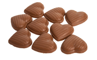 chocolate hearts isolated