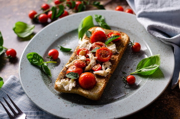 Bruschetta tomato mozzarella breakfast