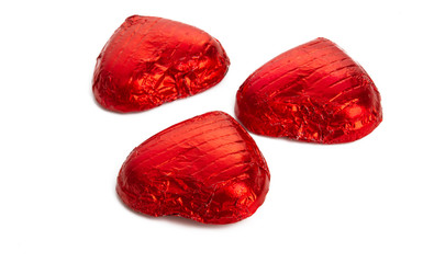 chocolate hearts isolated