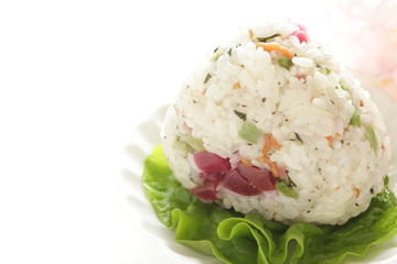 Japanese food, pickled plum and sesame rice ball