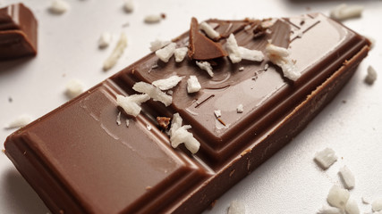 Confectionery concept. Chocolate and coconut 