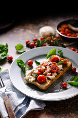 Bruschetta tomato mozzarella breakfast
